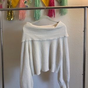 Fall white off the shoulder sweater